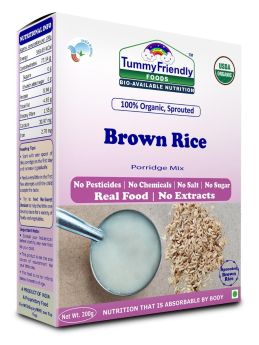 TummyFriendly Foods-Certified Organic 100% Organic Sprouted Brown Rice Porridge Mix | Organic Baby Food for 6 Months Old | Excellent Weight Gain Baby Food| Made of Sprouted Whole Grain Brown Rice | 200g