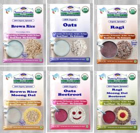 TummyFriendly Foods-Certified Organic Stage1, Stage2 Porridge Mixes - Trial Packs | Organic Baby Food for 6 Months Old Baby |6 Packs, 50g Each