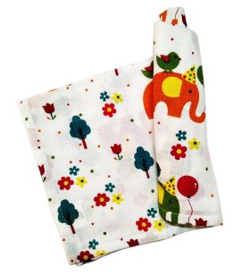 Lil Amigos Nest Bamboo Cotton Wrap for New Born Babies | New Born Baby Boy's and Girl's Super Soft 100% Premium Bamboo Cotton Mulmul Swaddle Wrap | Gift for New Born Babies (Elephant Print)