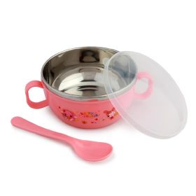Baby Moo On-The-Go Pink Steel Bowl & Spoon Tiffin Set-9010-1-PINK
