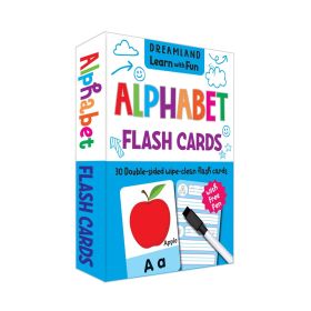 Dreamland Publications-Flash Cards Alphabet - 30 Double Sided Wipe Clean Flash Cards for Kids (With Free Pen)