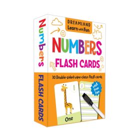Dreamland Publications-Flash Cards Numbers  - 30 Double Sided Wipe Clean Flash Cards for Kids (With Free Pen)