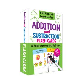 Dreamland Publications-Flash Cards Addition and Subtraction  - 30 Double Sided Wipe Clean Flash Cards for Kids (With Free Pen)