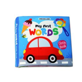 Dreamland Publications-Dreamland Baby My First Cloth Book First Words with Squeaker and Crinkle Paper Cloth Books for Toddler Kids Early Development Cloth Book Learning Educational Baby Toys Soft Toys Gifts for Kids-9789394767331