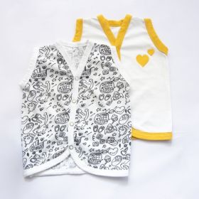 Yellow Doodle-Doodle Baby Vests - Set Of 2