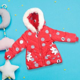 Baby Moo Polka Dotted Red Hooded Full Sleeve Padded Jacket - A-11-RED-3-4Y