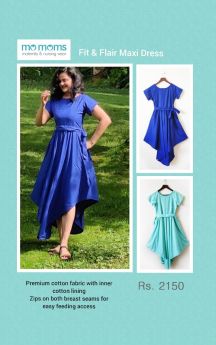 MoMoms-Fit and flair Maxi Dress Blue