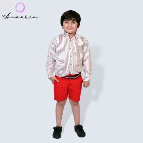 Anaario-The Essential Separates-Classique Shirt-6-12 Months-Red Blue Stripes