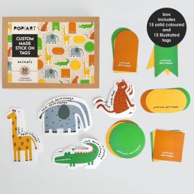 Pop goes the Art-Stick On Tags | Animals
