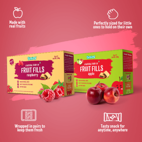 Timios Fruit Fills- Apple and Raspberry- Made with 100% Fruit-Combo Pack