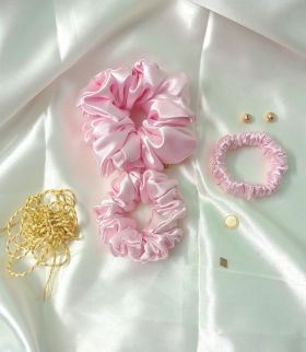 A Tiny Moppet-Satin Scrunchies | Baby Pink | Count 3 - ATM-0023