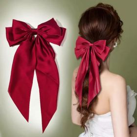 A Tiny Moppet-Satin Bow Barrette Red | Count 1 - ATM-0094
