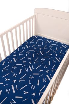 Blooming Buds-Fitted Crib/ Cot Sheet - Royal Blue Alphabets