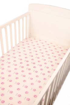 Blooming Buds-Fitted Crib/ Cot Sheet - Pink Smiley