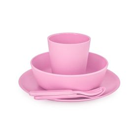 Bobo & Boo-Non-Toxic, BPA-Free, 5 Piece Children’s Bamboo Dinner Set - Blossom Pink