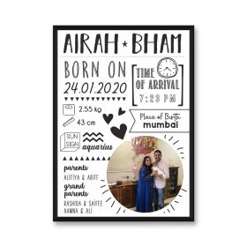 Pop goes the Art-Wall Frame | Birth Statistics
 - Digital Print File - Made to Order