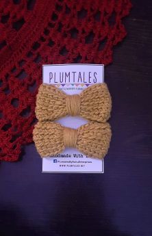 Plumtales-Handmade Crochet Bow Hair Clip - Mustard