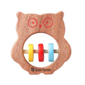 Brain Factory Neem Wood Teether Rattle Owl Wooden Toy(3-12 months)