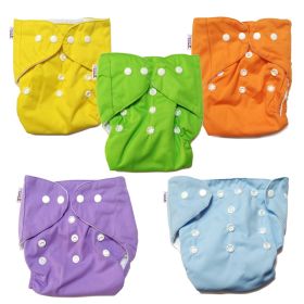 Bumtail by Lil Amigos Nest - Washable & Reusable Solid Pocket Cloth Diapers with Inserts - Pack of 5