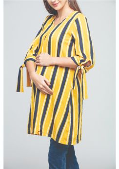 Charismomic-Yellow Stripe Maternity Top.