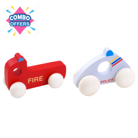 Brain Factory Emergency Vehicle Combo Gift set for Kids (Fire Engine - Police Car) (1-4 years)