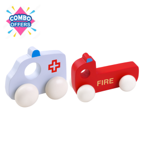 Brain Factory Emergency Vehicle Combo Gift set for Kids (Ambulance - Fire Engine) (1-4 years)