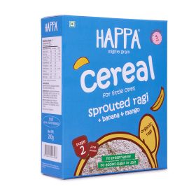 Happa Organic baby Cereal (Sprouted Ragi + Mango + Banana) No Milk, No Added Sugar, No Preservative 200 grams