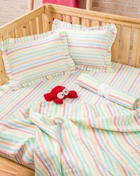 ItsyBoo-COT SHEET AND PILLOW -ZIG ZAG PRINT