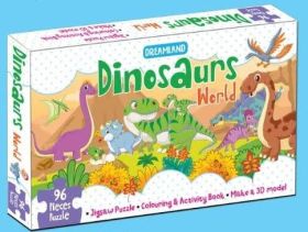 Dreamland-Dinosaurs World Jigsaw Puzzle for Kids – 96 Pcs | With Colouring & Activity Book and 3D Model