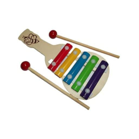 DruArts Handmade Wooden Guitar Shaped 5 in 1 Xylophone Musical Toy For Kids - Small