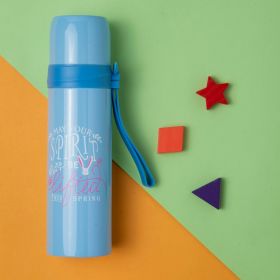 Baby Moo Positive Vibes Blue 500 ml Stainless Steel Flask - FK-13-3-DBLUE