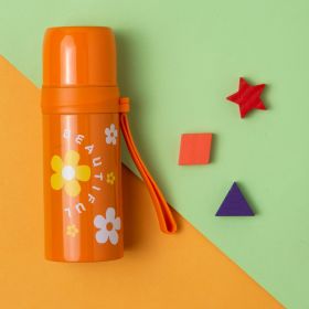 Baby Moo Floral Orange 350 ml Stainless Steel Flask - FK-13-4-ORANG