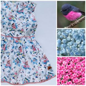 Tots and Tykes-FLOWER PRINT FIT AND FLARE FROCK-Bird