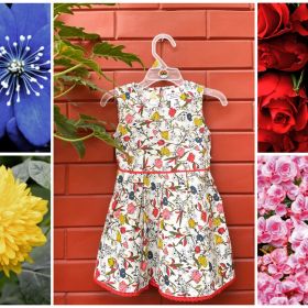 Tots and Tykes-FLOWER PRINT FIT AND FLARE FROCK-1-2 Years