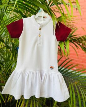 Tots and Tykes-POLO DRESS FROCK-1-2 Years-White