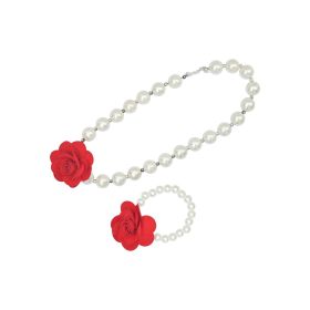 Funkrafts Pearl Bracelet and Neclace Fashion Accessory - Red - FUNKJ97