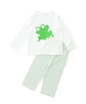 Funkrafts Clothing - Kids Full Sleeves T-shirt and Bottom Nightsuit Animal Print - Green & White