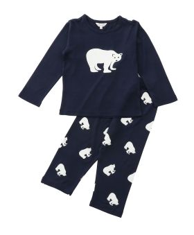 Funkrafts Kids Full Sleeves Night Suit Bear Print - Navy Blue