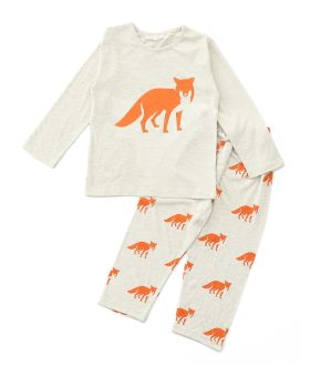Funkrafts Clothing - Kids Full Sleeves Night Suit Fox Print - Off White