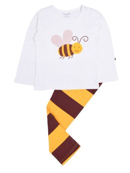 FUNKRAFTS Kids Boys and Girls Full Sleeves Yellow/Brown Honey Bee Print Night Suit | T-Shirt and Pajama Set | Night Wear for Kids | Sleepwear