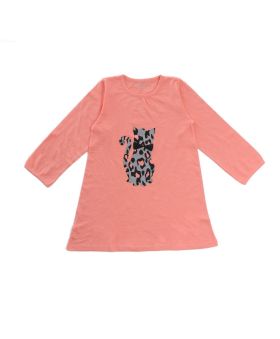 Funkrafts Clothing - Girls Full Sleeves Nighty Kitten Print - Coral
