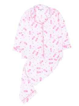 Funkrafts Girls Full Sleeves 100% Cotton Printed Nightsuit -  Ligh Pink