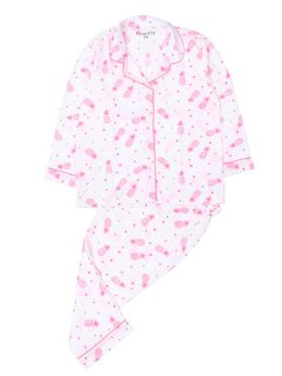 Funkrafts Girls Full Sleeves 100% Cotton Printed Nightsuit -  Light Pink-3-4 Years