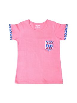 FUNKRAFTS Girls Half Sleeves 100% Cotton T-Shirt -  Pink-7-8 Years
