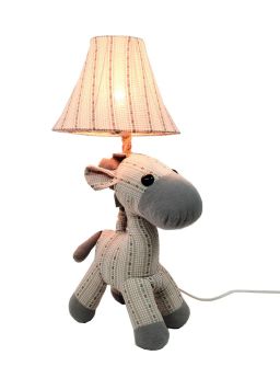 Bobtail-giraffe short Night Lamp - Grey Pink Checks