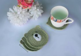PLUMTALES-Handcrafted Amigurumi Bear Coasters - Set of 4 - Olive Green