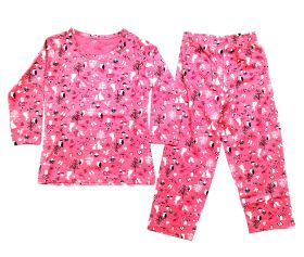 Lil Amigos Nest Pink Colour Animals Printed Dress for Boys/Girls Pajama & Casual Full Sleeves Sweatshirt Top Bottom Kids Set