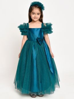 Jelly Jones  Sparkle Bow Gown with Hair Band -Green