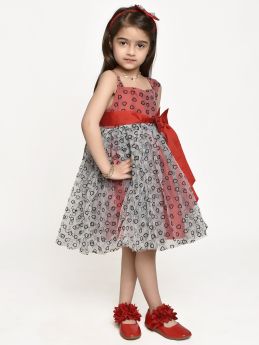 Jelly Jones Red Bow Dress with Hair Band - light Grey-2-3 Years