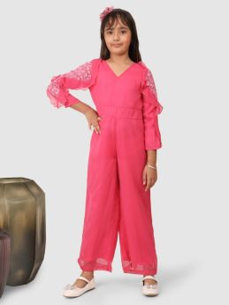 Jelly Joones Jumpsuit with ruffel net sleeves Pink -JJ#169